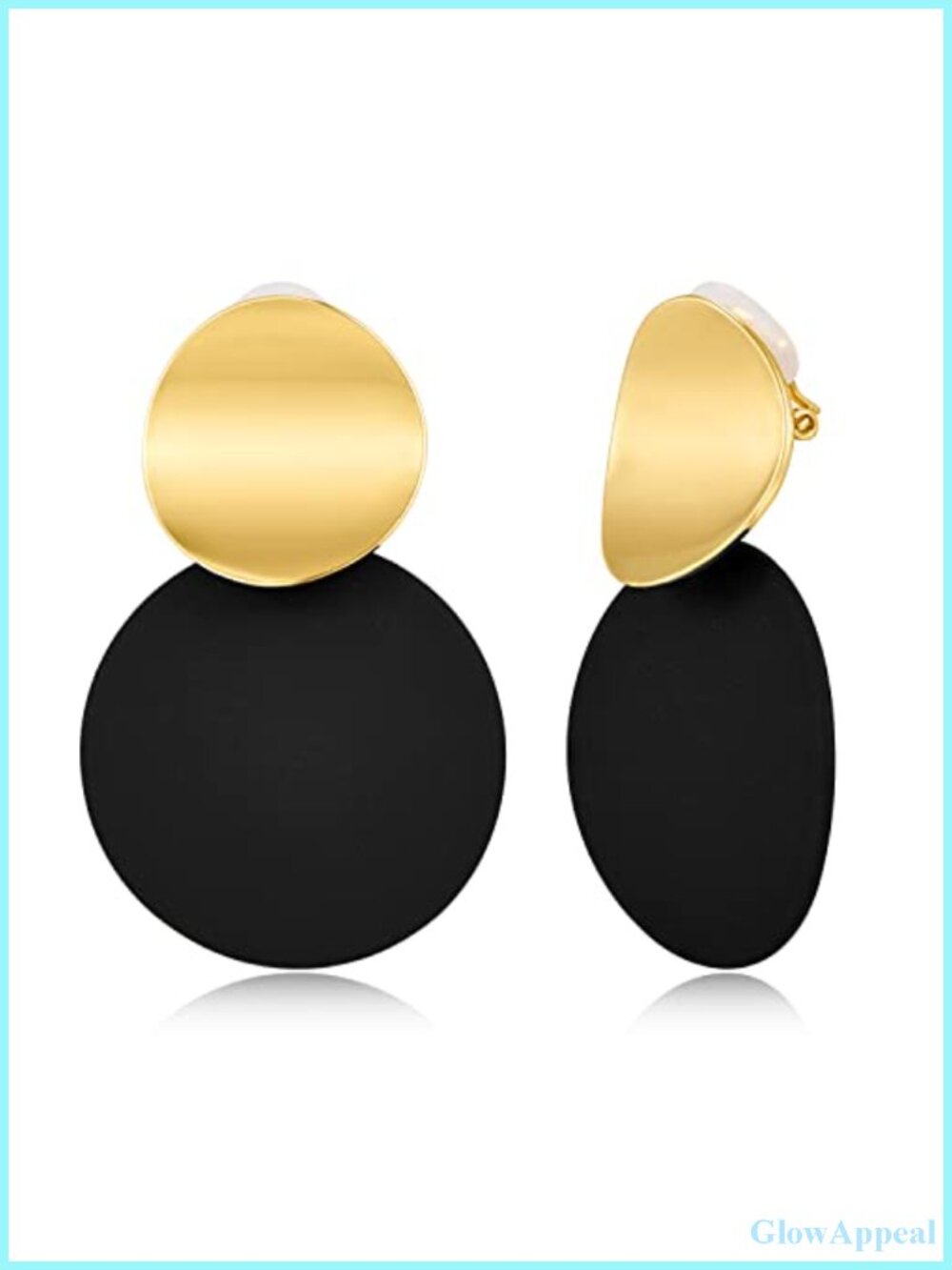 Clip On Dangle Earrings Women Gold Matte Jet Disc Geometric Jewelry